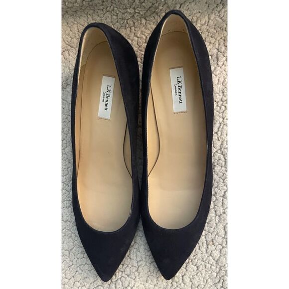 L.K. Bennett Audrey Navy Suede Kitten Heel Courts in Navy NWOB Size 40/10 - Picture 4 of 5